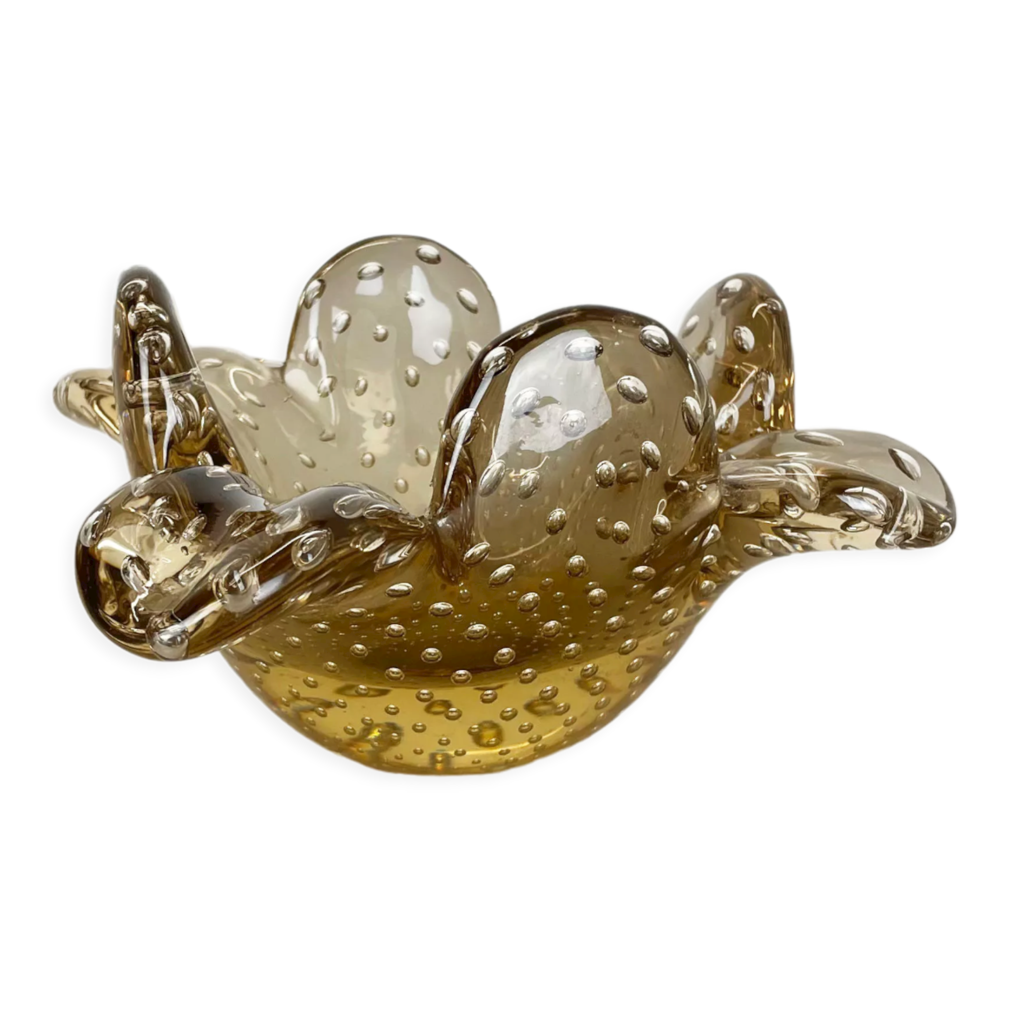 Glass bowl element shell ashtray murano bubble, italy 1970s