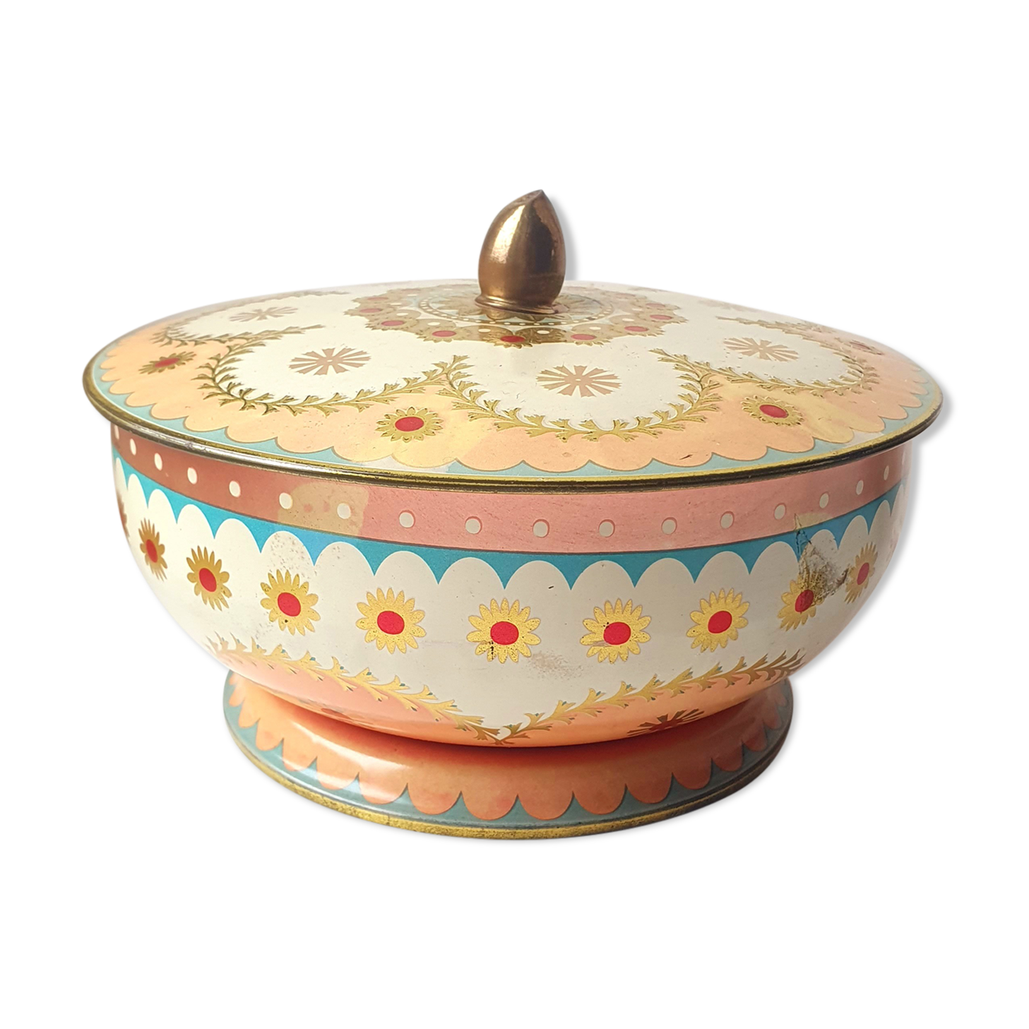 Decorated antique metal box