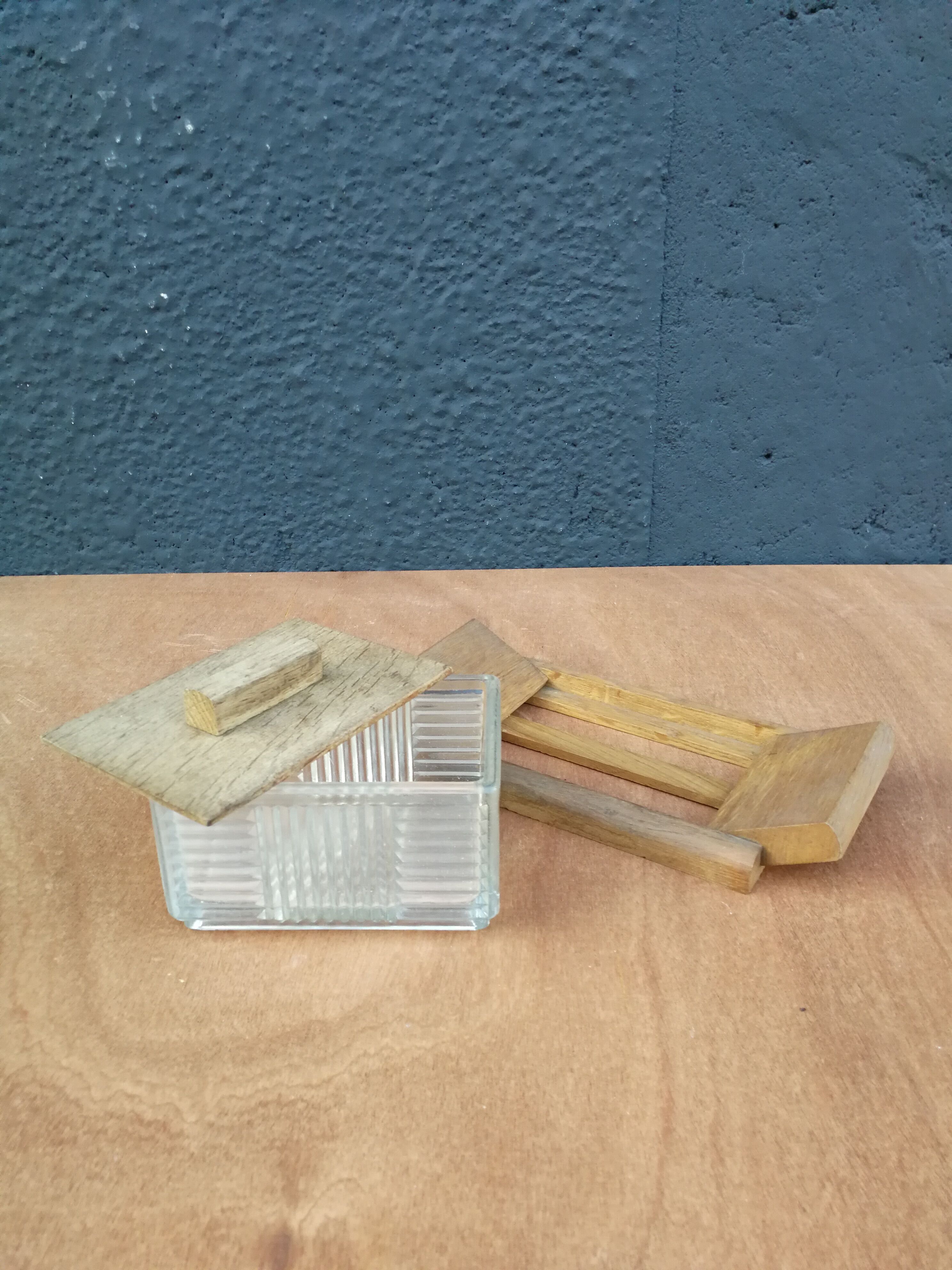 Beurrier bois et verre