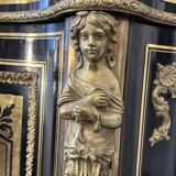 Low Boulle marquetry buffet, curved support furniture, Napoléon III period.