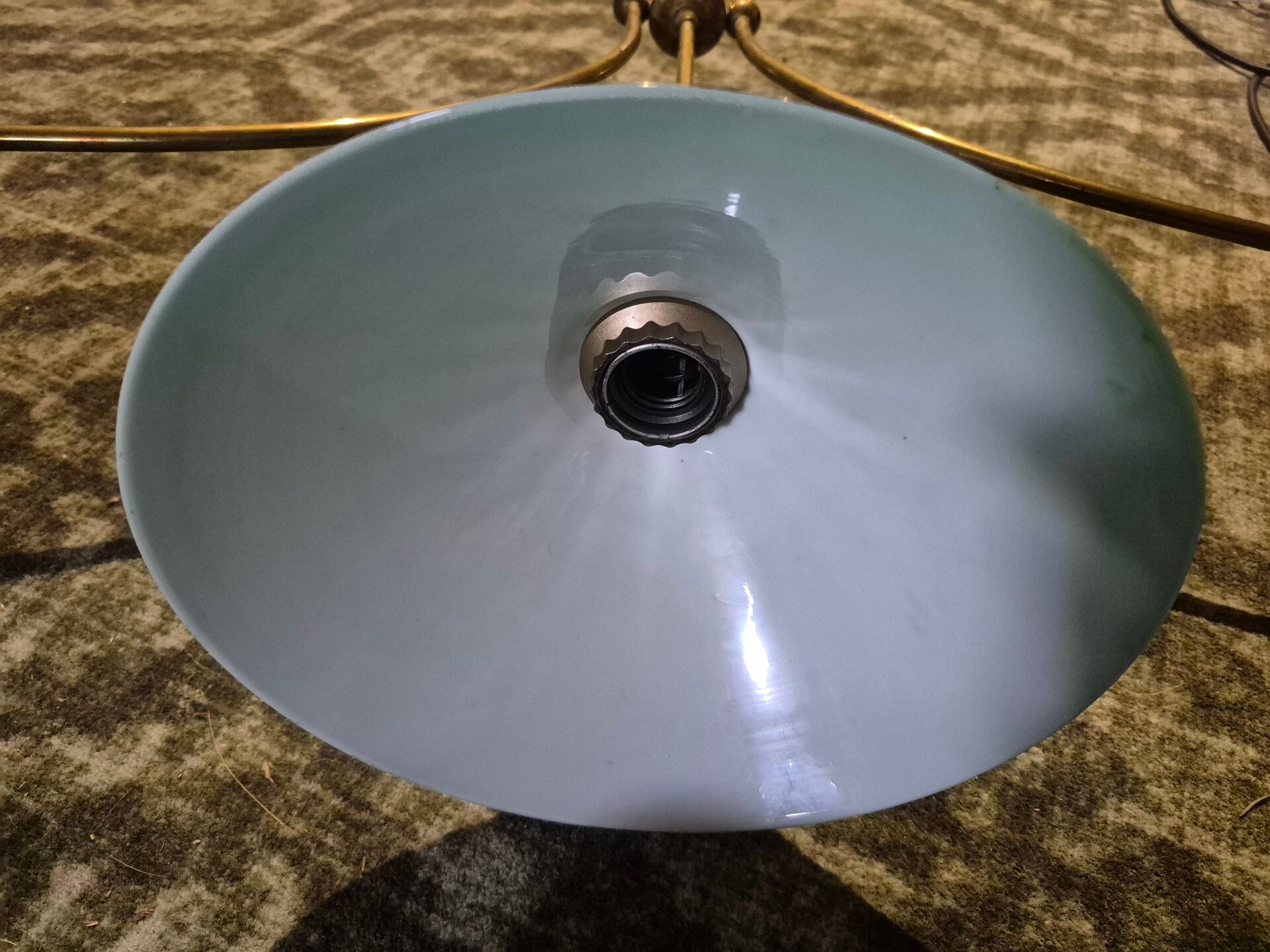 Opaline green white with brass billiard pool lamp 110-150 cm 3 shades