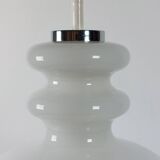 Vintage ceiling lamp Peill & Putzler in chrome and opal glass from the Space Age.