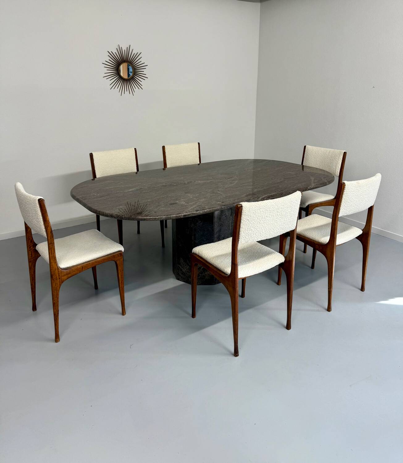 Vintage 80s Italian design marble dining table