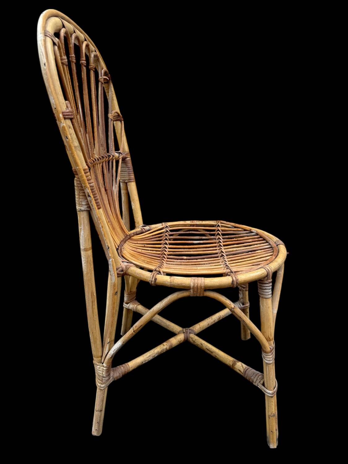 Rattan set of Provençal armchair and chair from the 60s