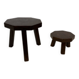 Vintage wooden set of  hexagon side tables/plant tables from the 70s