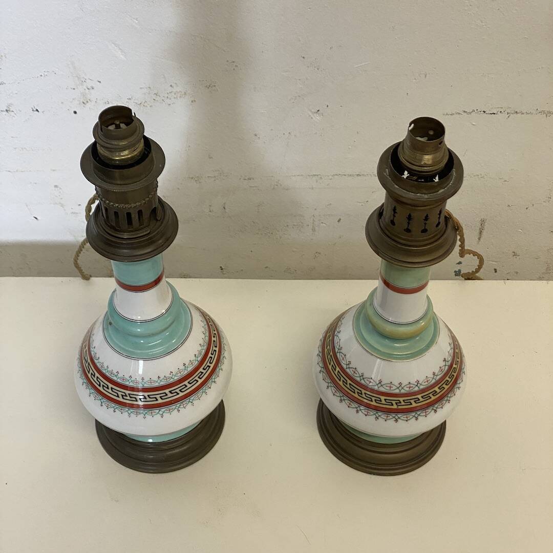 Pair of 19th century porcelain lamp bases