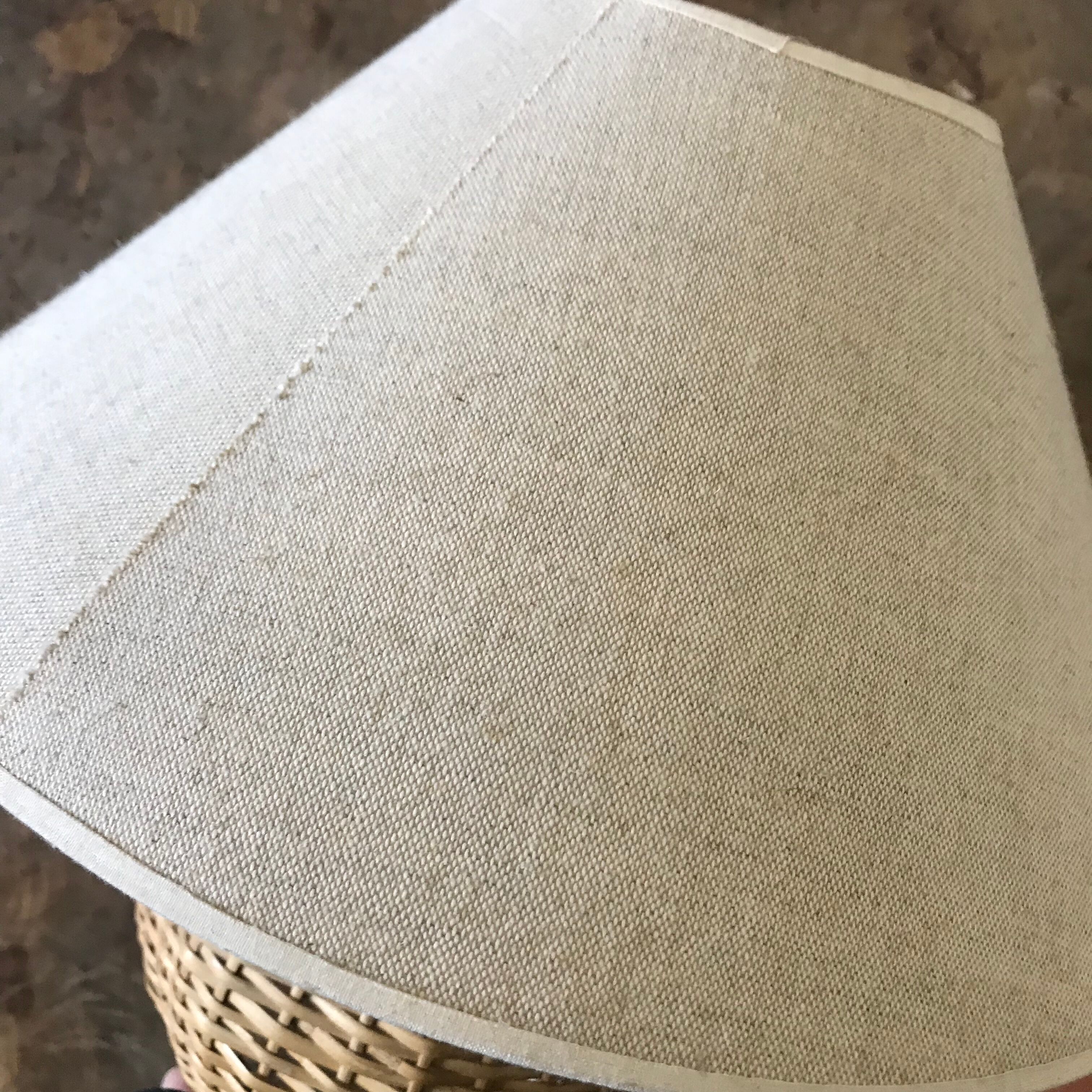Vintage wicker lamp and lampshade gloved linen