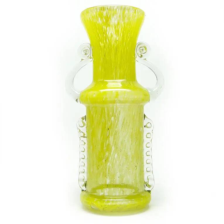 Vase postmoderne, verre jaune, Pologne, années 1970