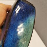 Vase in several shades of blue, from Danish Stogo art pottery. Estimated 1970-1980s