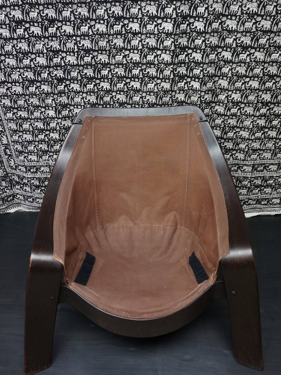 Brutalist brown Leather low Lounge Chair, Norway 1970s
