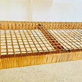 Vintage Danish mid-century teak and rattan coffee table 1960s