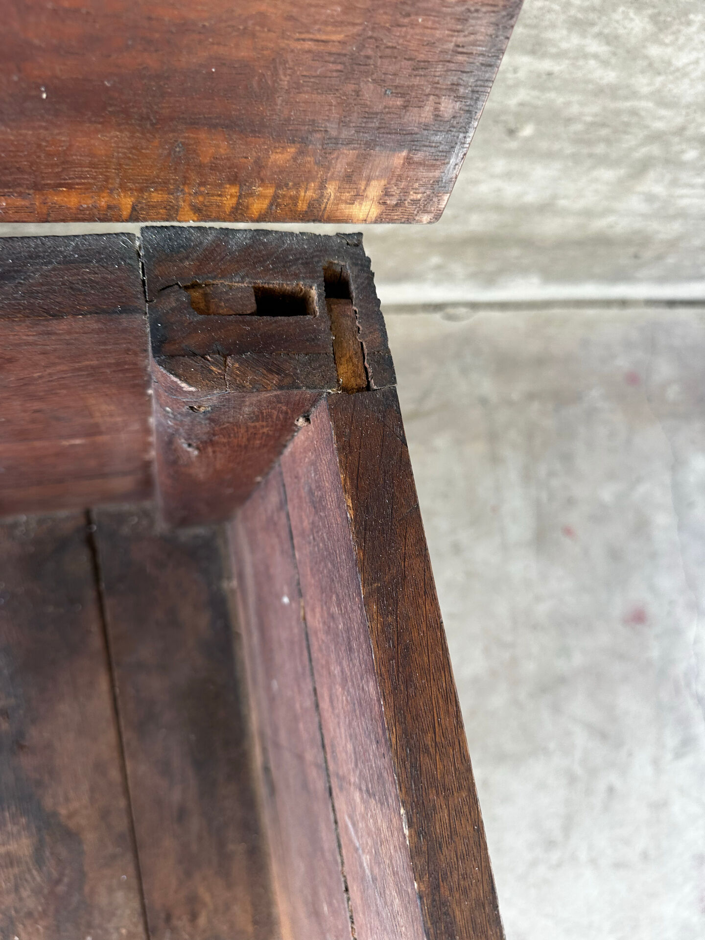 French provincial chest in carved and pegged solid oak, 18th century.