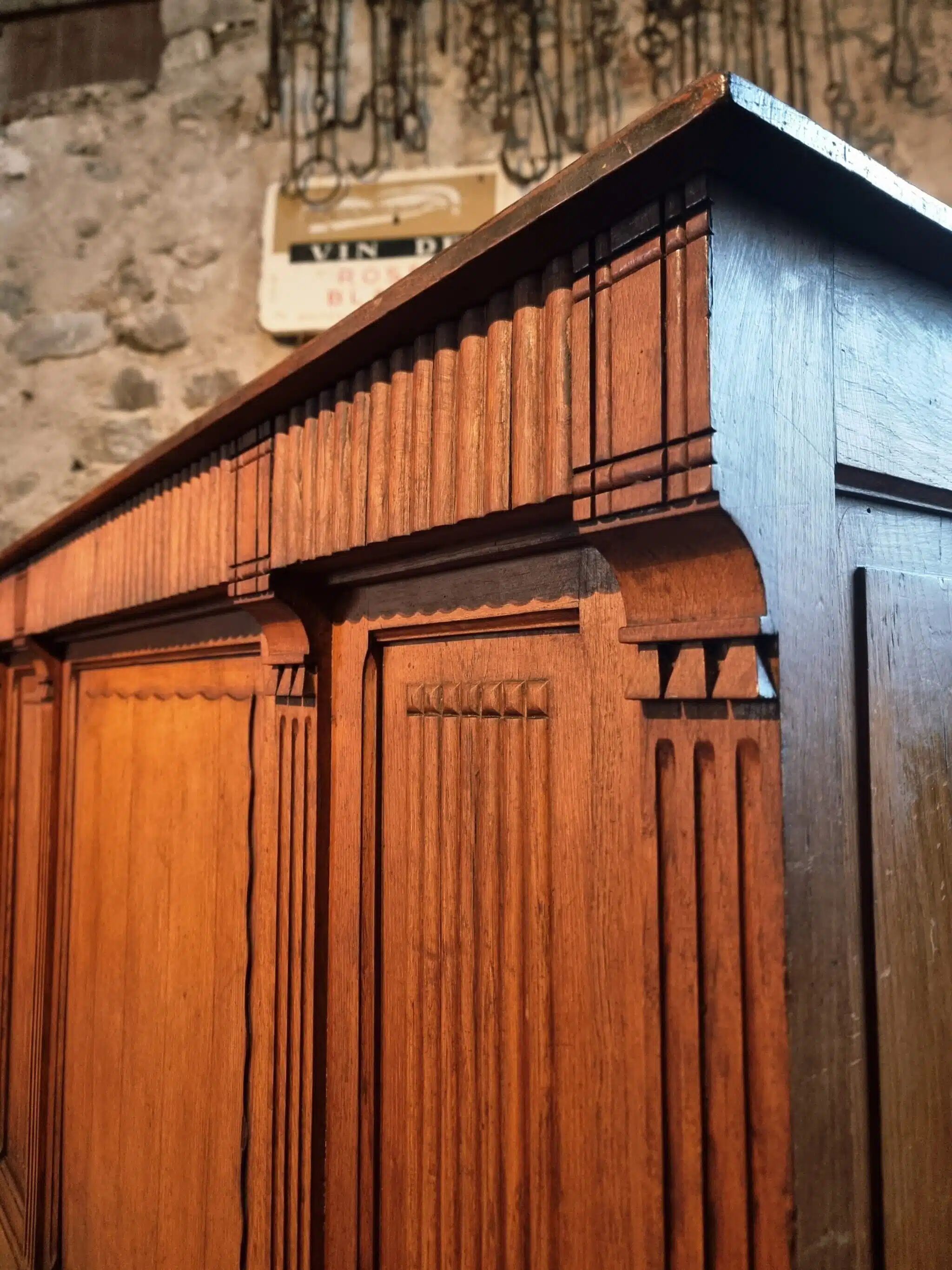 Antique French oak counter / shop counter (early 1900s)