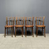 Set of 4 French Cafe Chairs with Graceful Seats