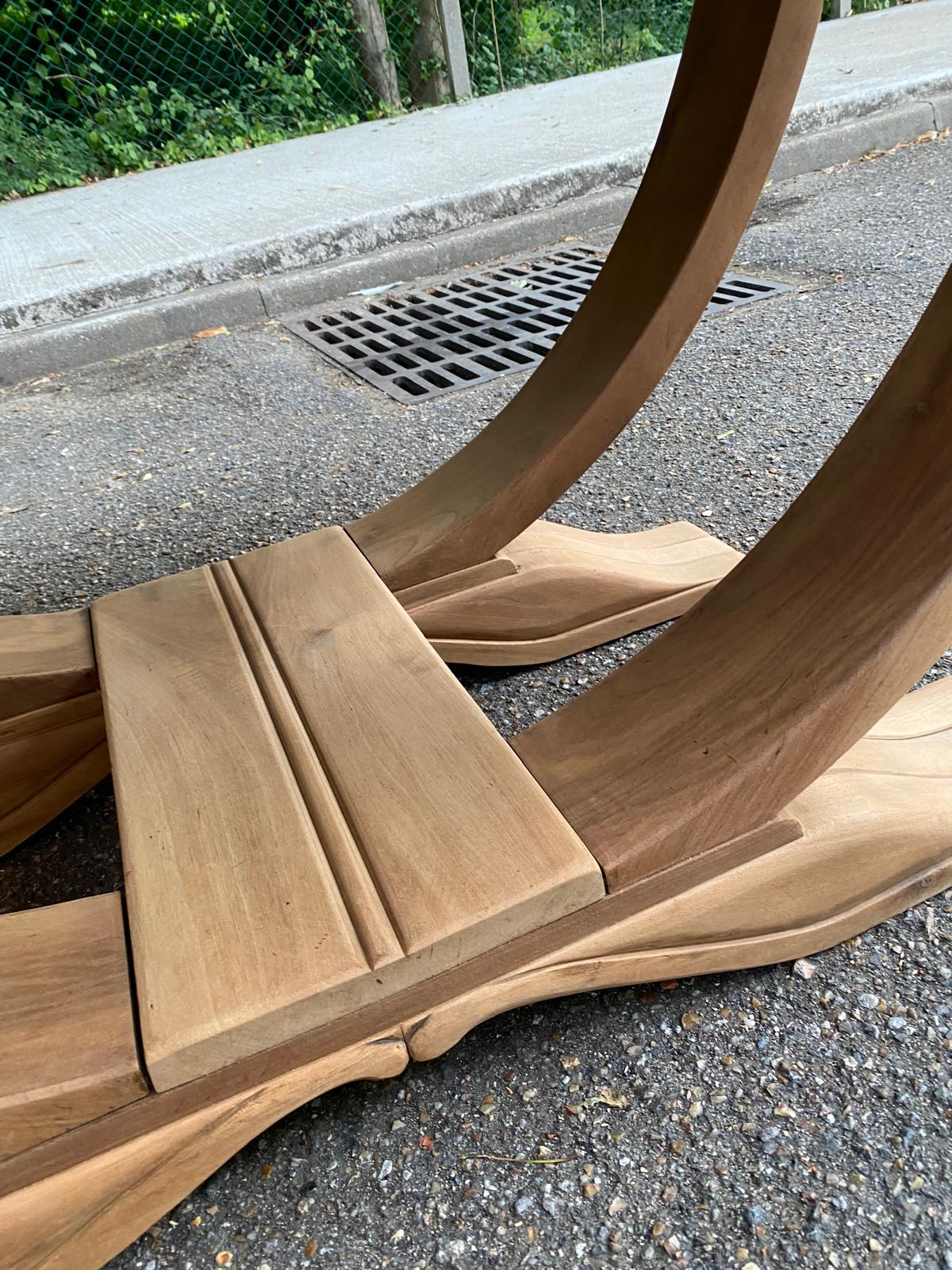 Art Deco extendable dining table, renovated in solid walnut with a central leg, 193.