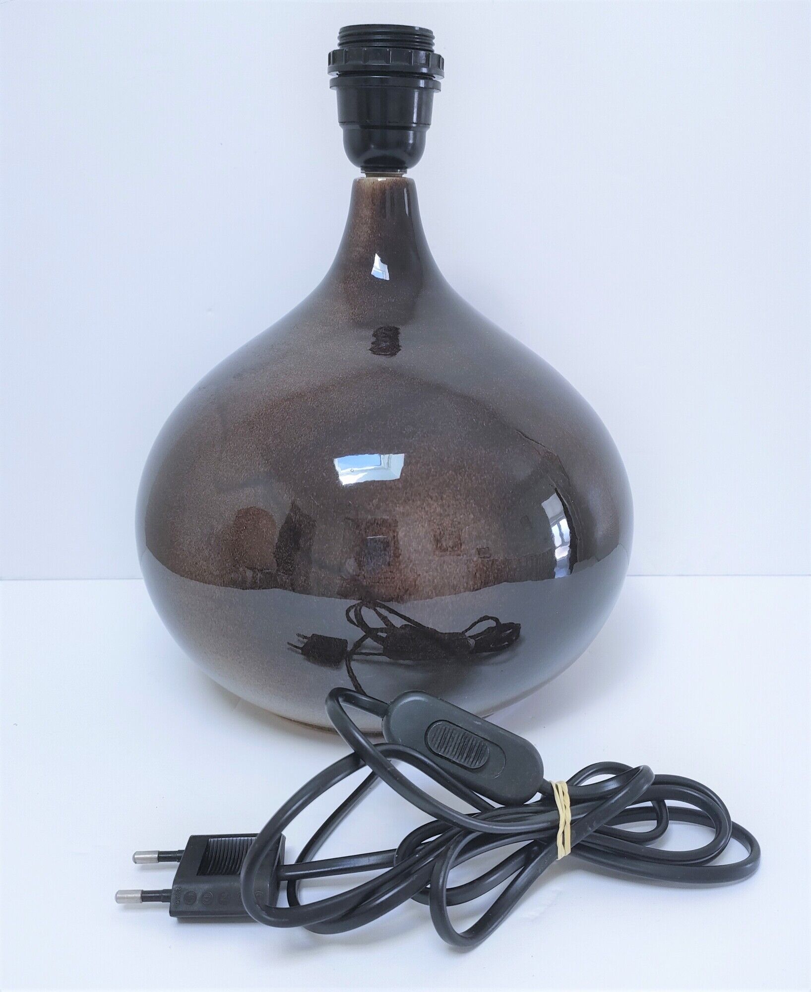Lampe céramique signée abat-jour herbier hauteur 59 cm