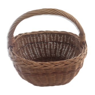 Panier en rotin beige des années 60