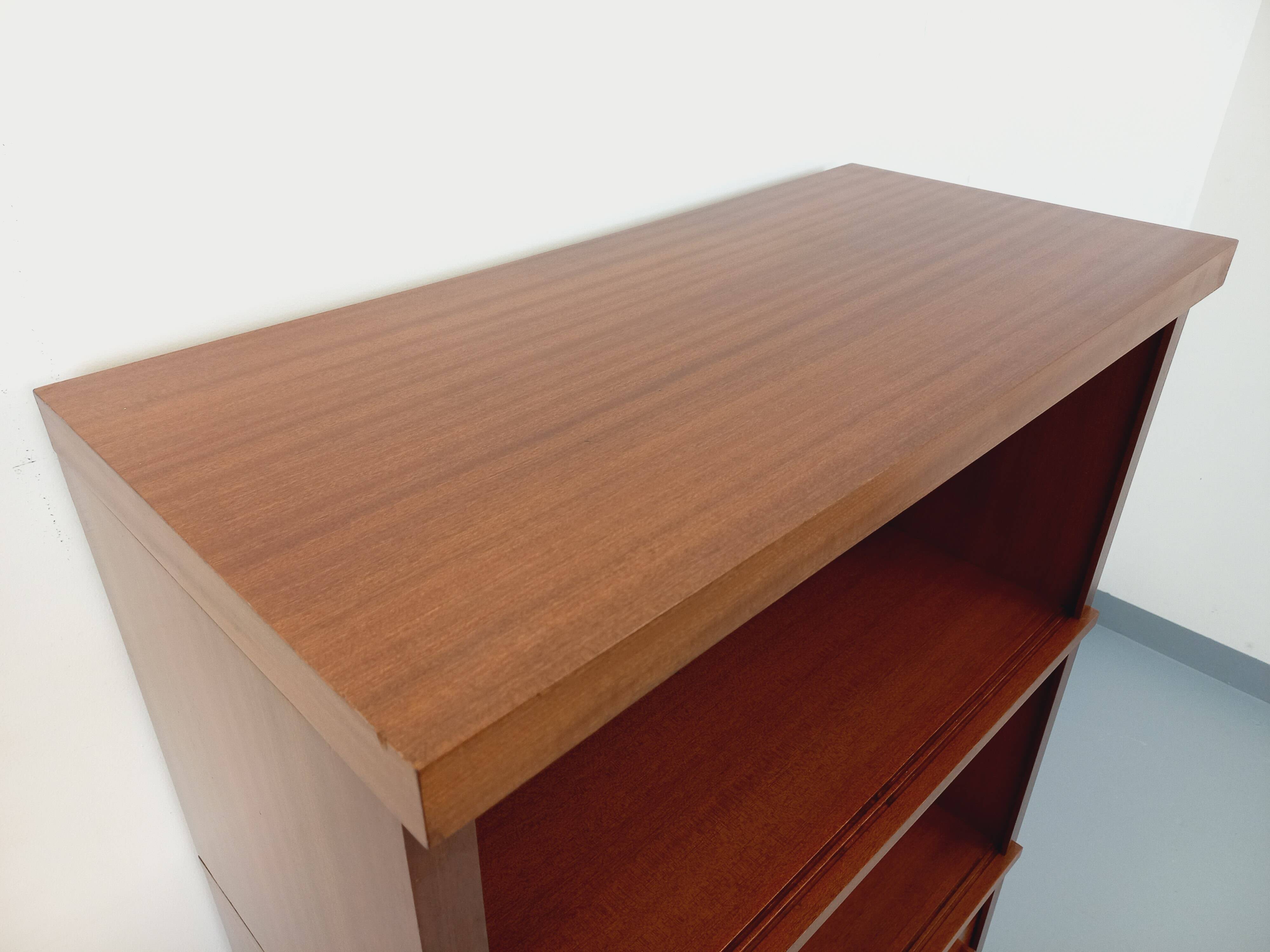 Vintage oak storage bookshelf from the 1960s.