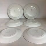Six old flat earthenware plates from the 1930s, water lilies model