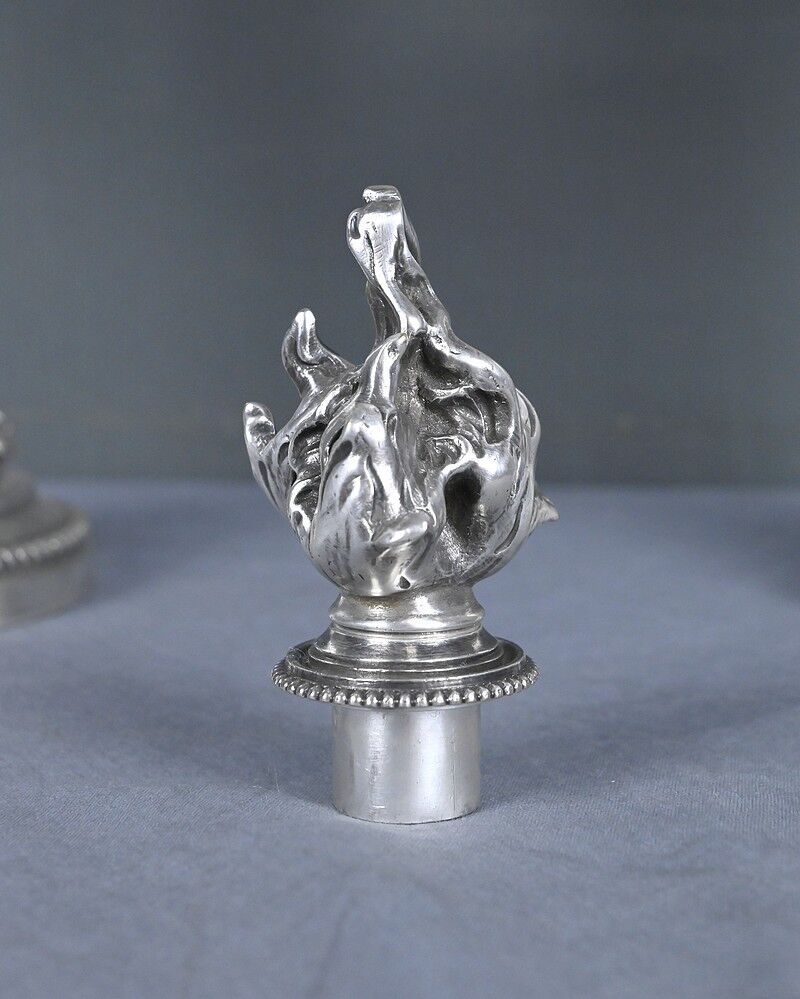 Pair of silver-plated candelabra, Louis XVI style – late 19th century