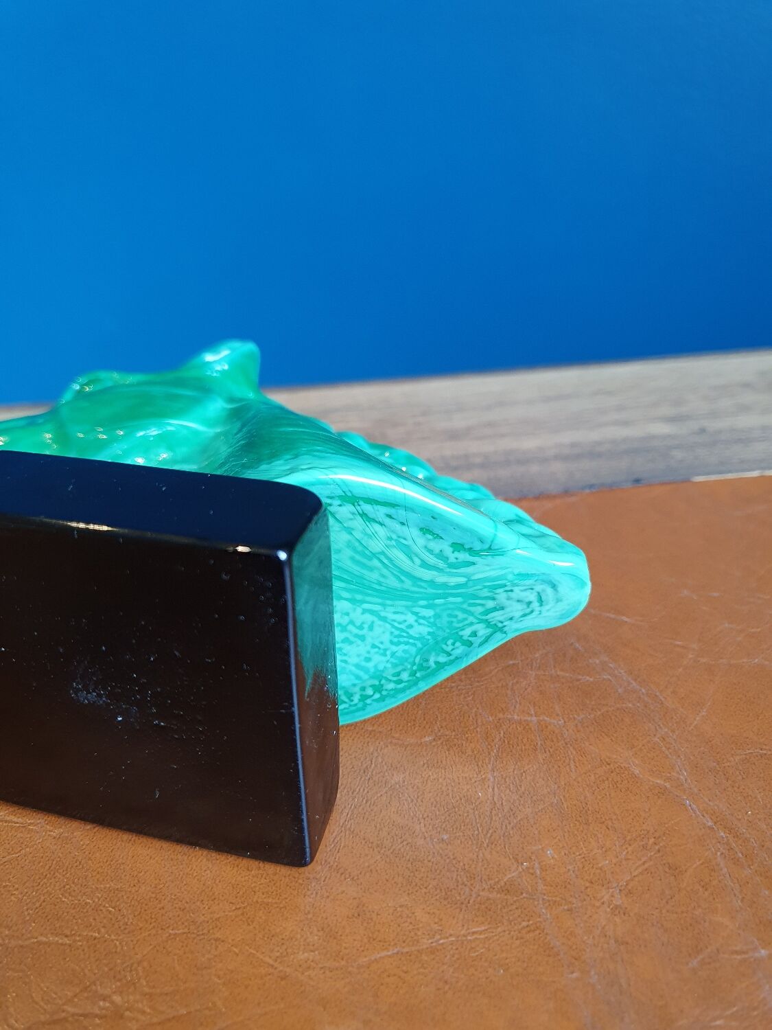 Office paperweight horse head on green base equestrian collection