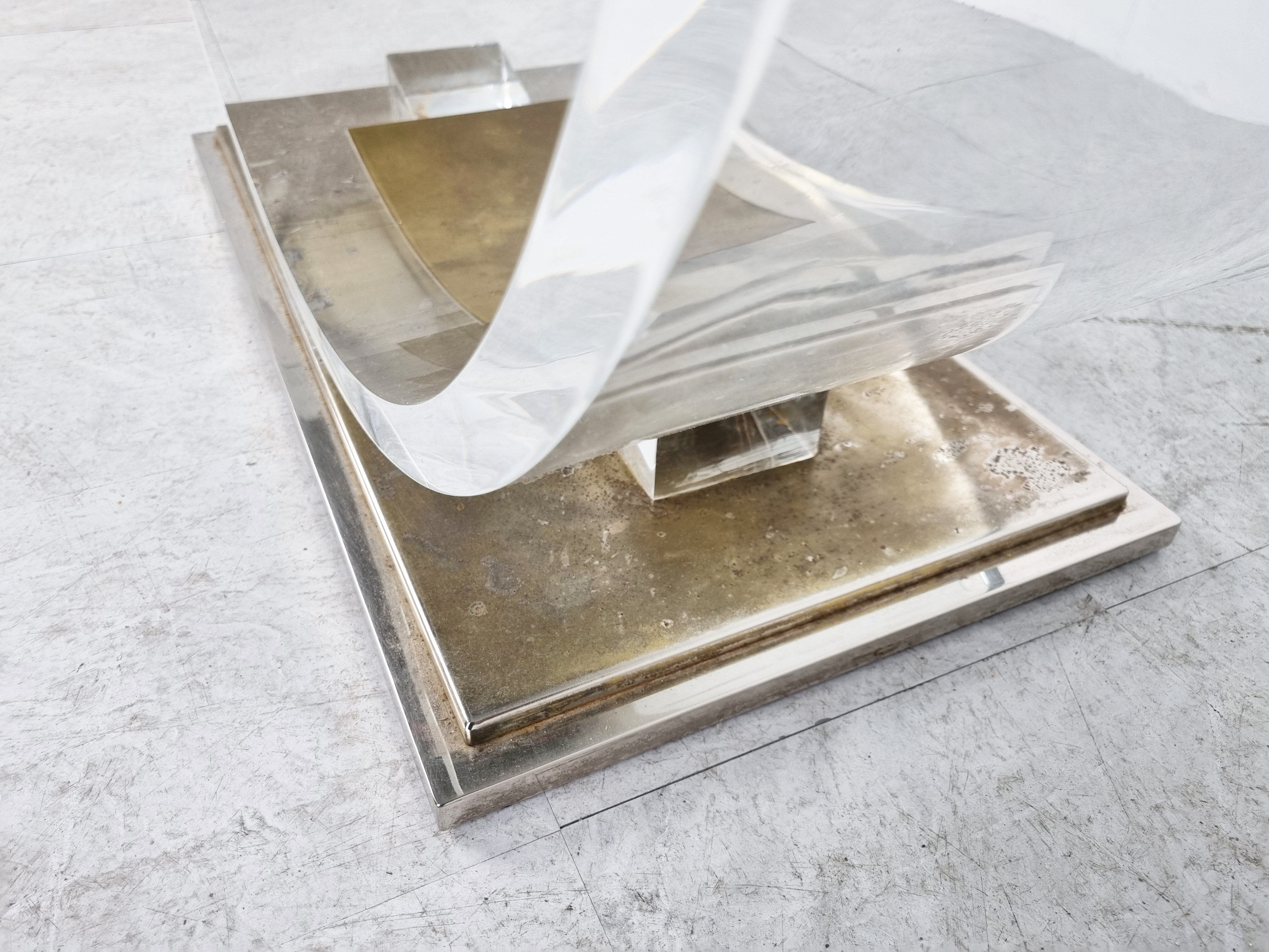 Lucite and brass arch coffee table, 1970