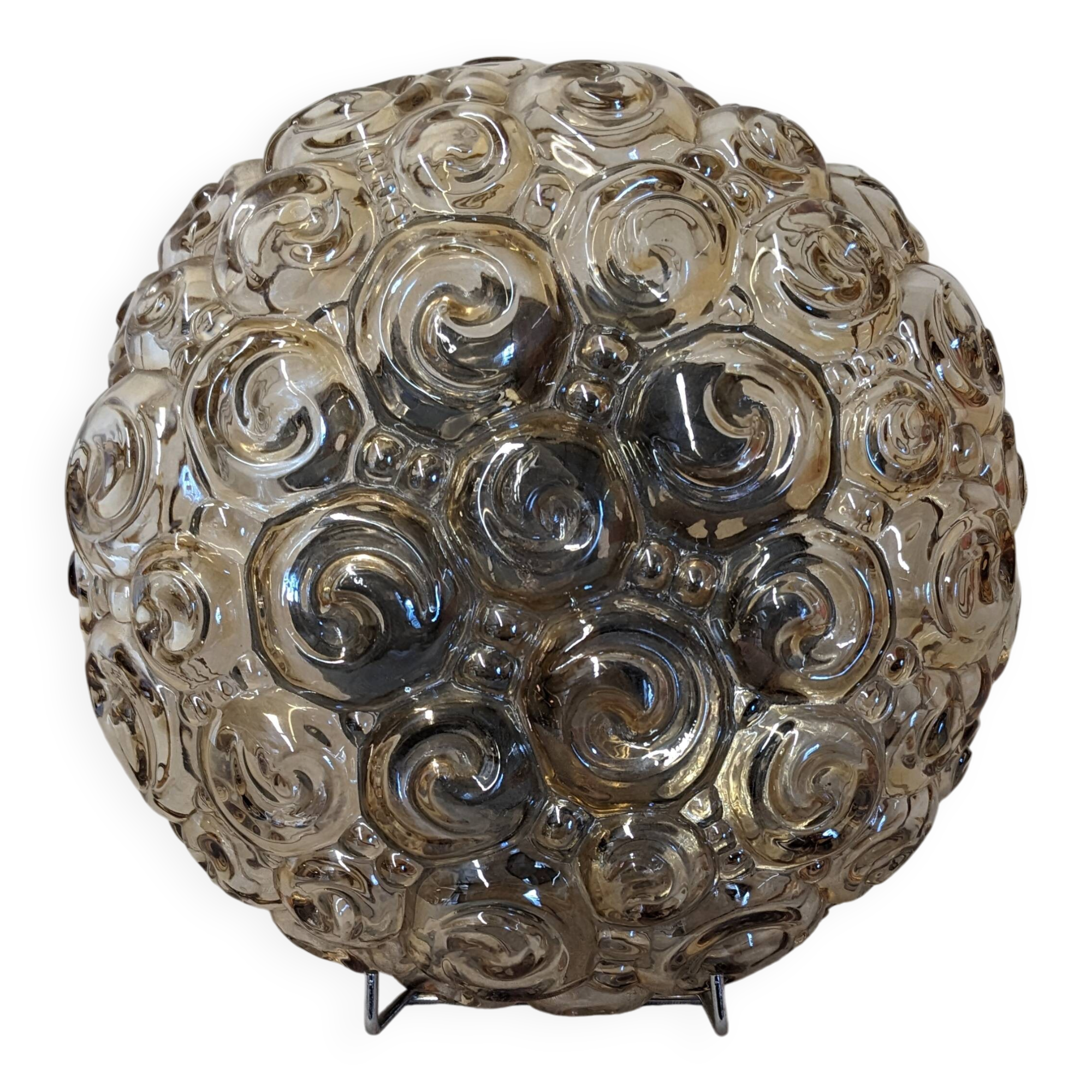Amber glass bubble style ceiling light, France circa 1970.