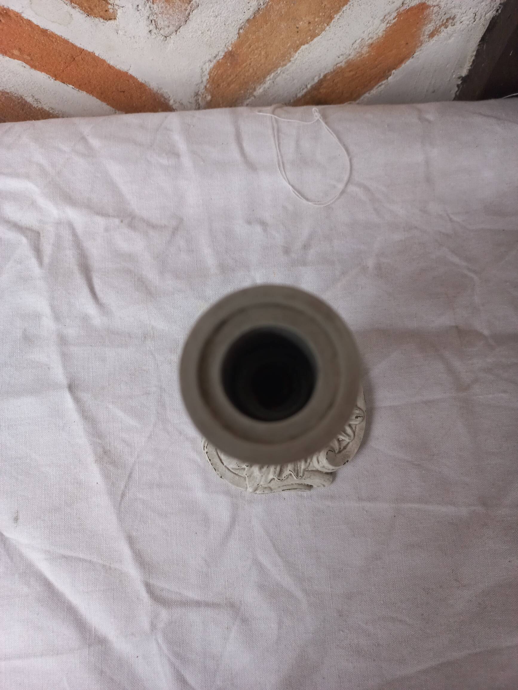 Candlestick holder patinated white gray