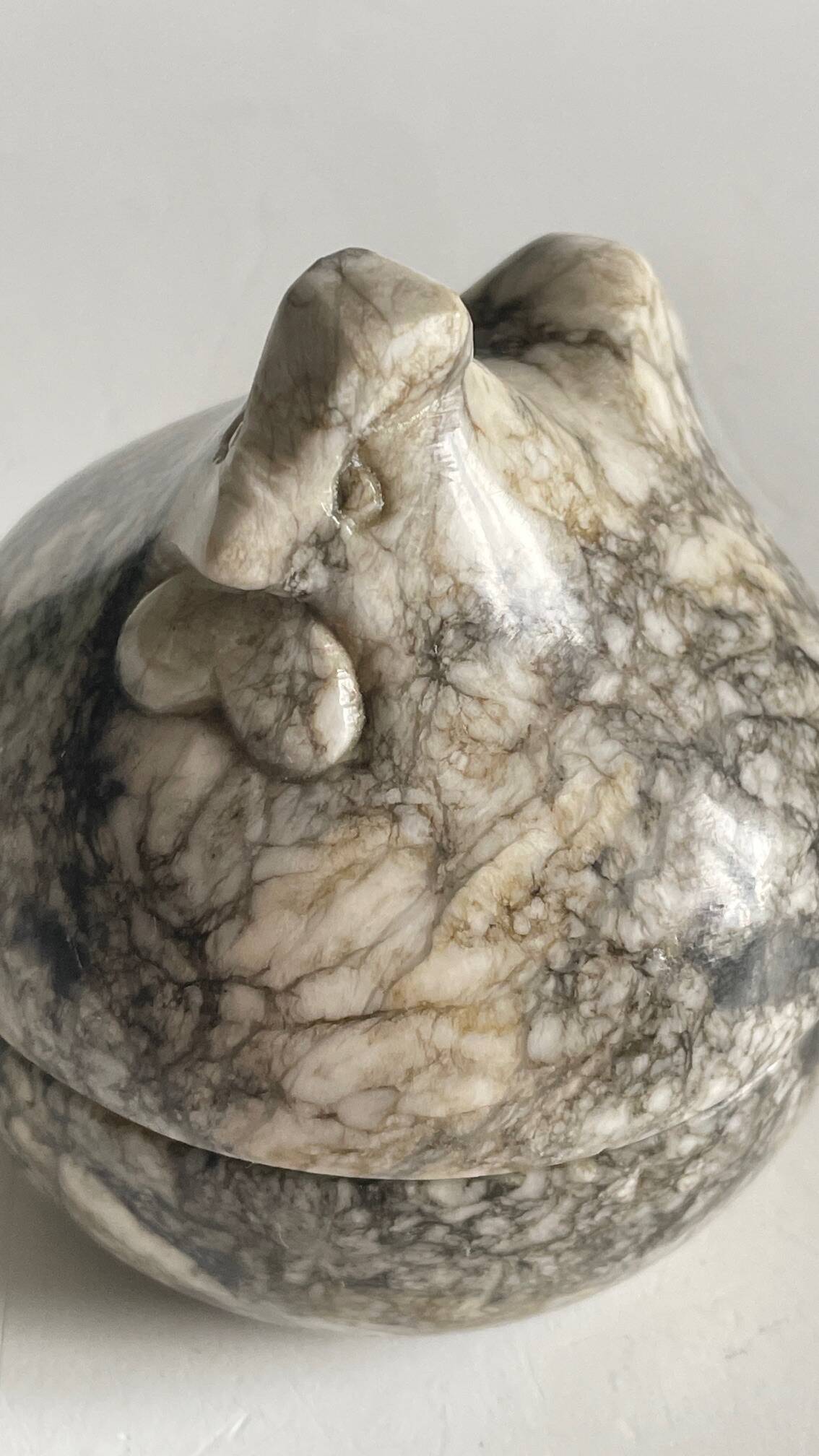 Vintage Marble Chicken with Eggs Sculpture