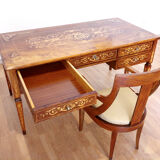 Louis XVI style italian bank desk and bench, 1920s