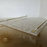 Très grand plateau "Roche Bobois" en plexiglas et laiton massif, années 70