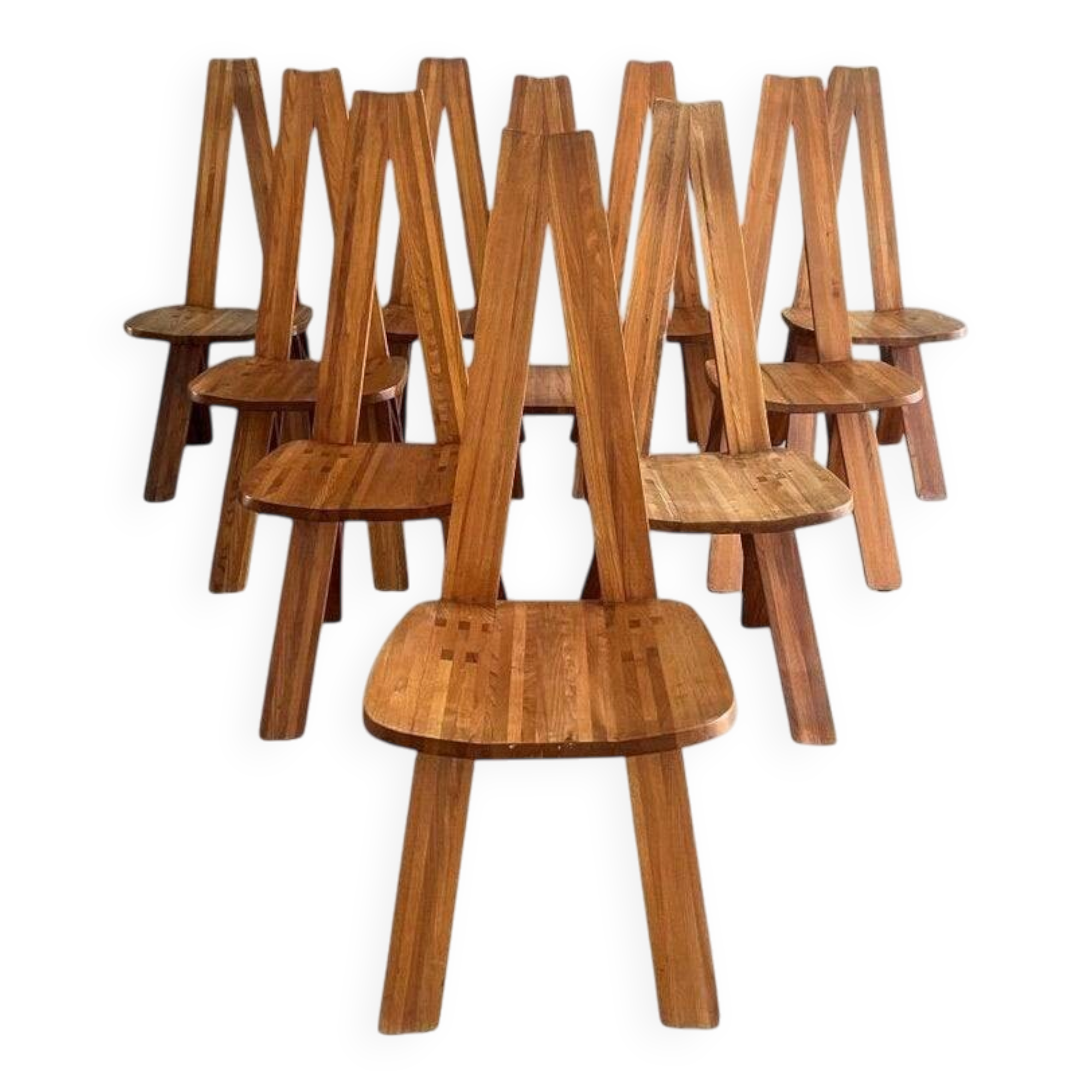 Chaises S45 Pierre Chapo vintage orme massif 1970