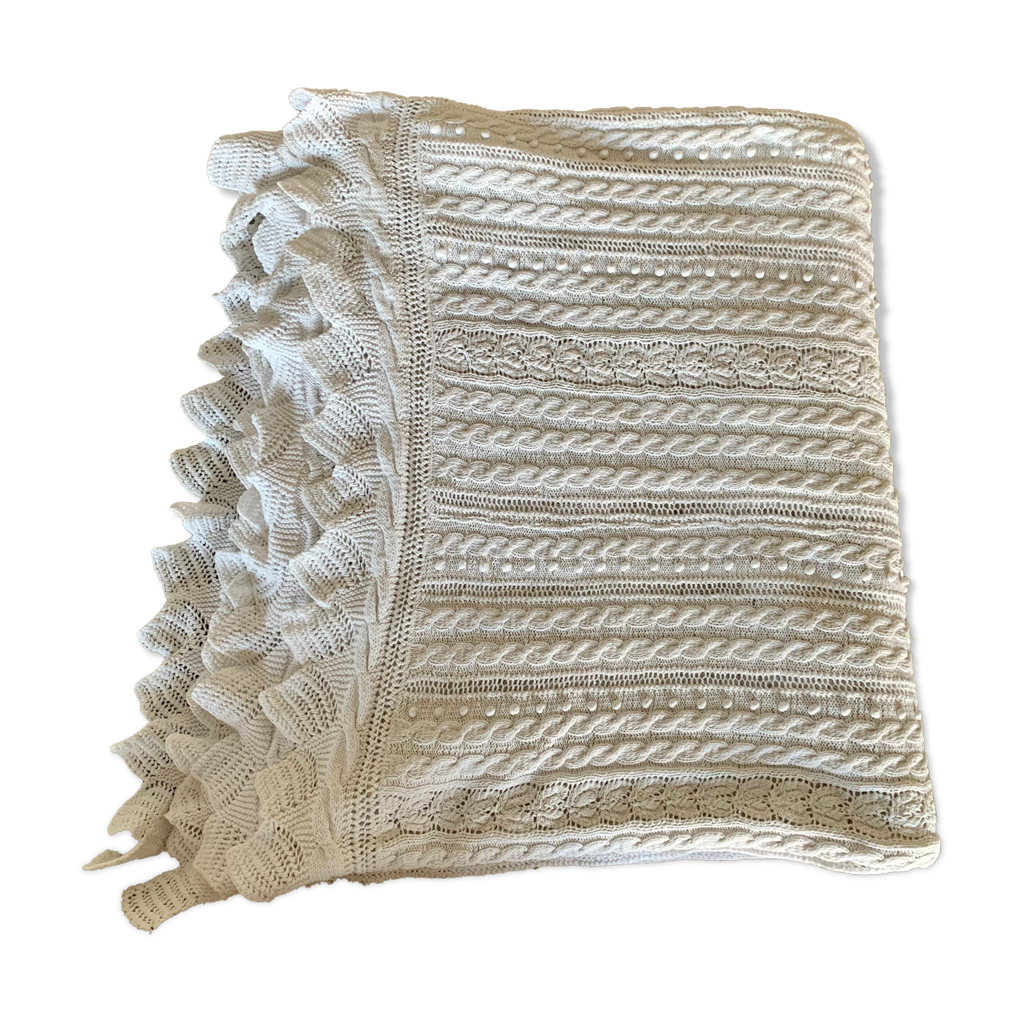 Old knitted cotton bed cover