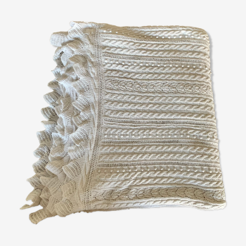 Couvre lit ancien en coton tricoté