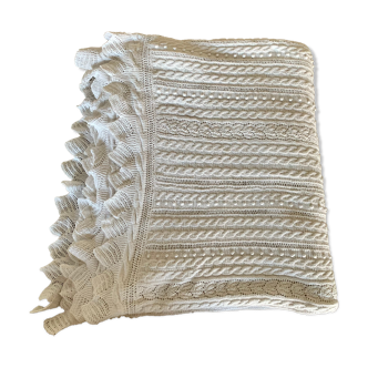 Old knitted cotton bed cover