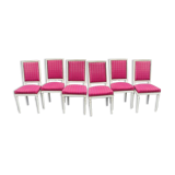 Series of 6 Louis XVI style chairs matte white laque
