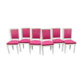 Série de 6 chaises de style Louis XVI laque blanche mate