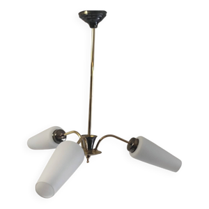 lustre 3 feux en laiton - tulipes