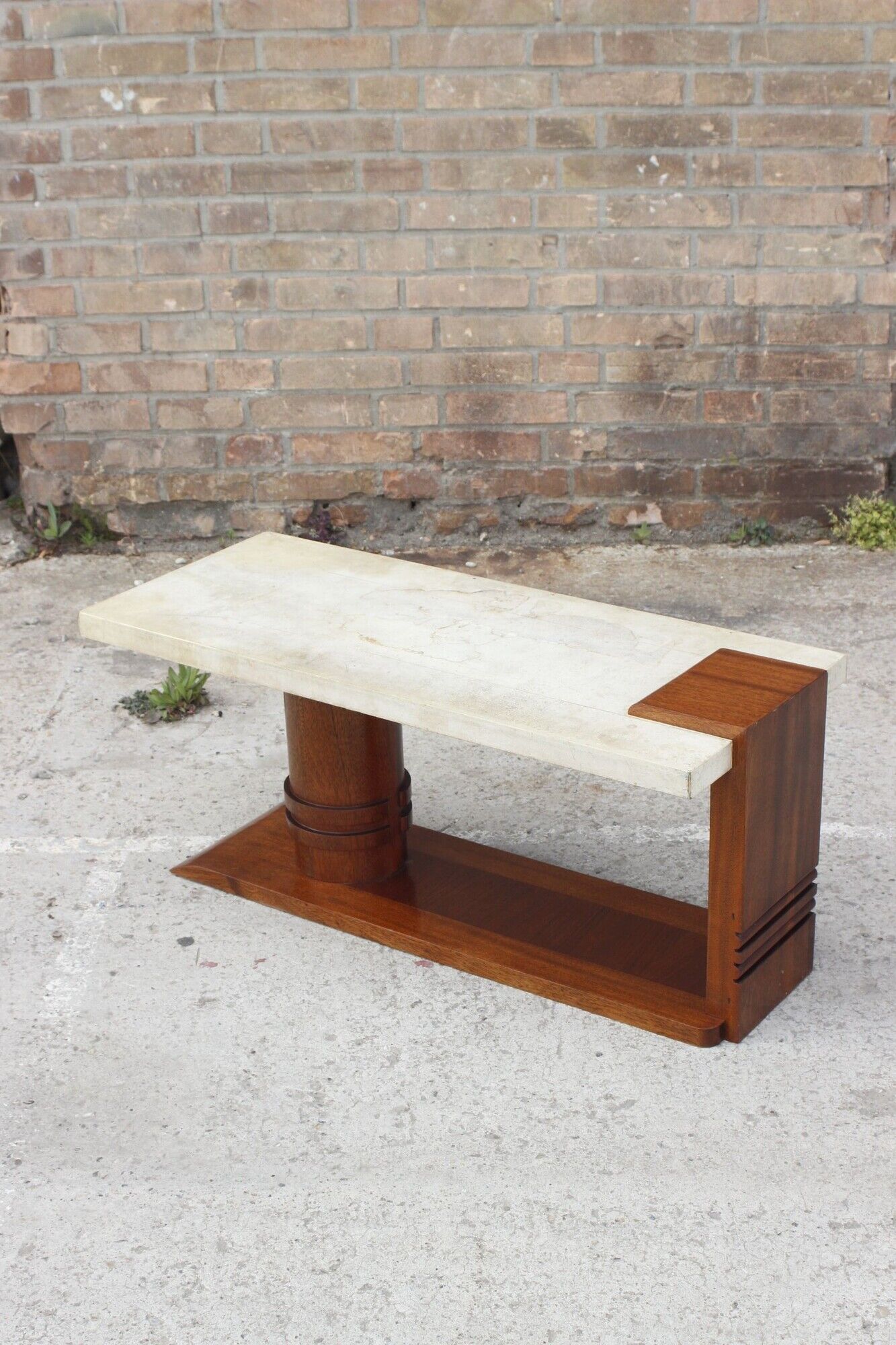 Coffee table in wood and parchment, France, 1930s