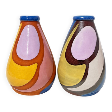 Pair of vintage ceramic vases – Cerámica Trébol, Bonao