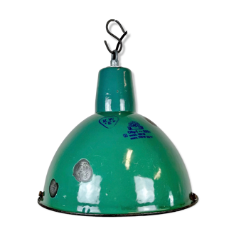 Lampe d’usine industrielle en émail vert, années 1960