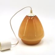 Suspension verre opaline jaune moutarde camel, années 70