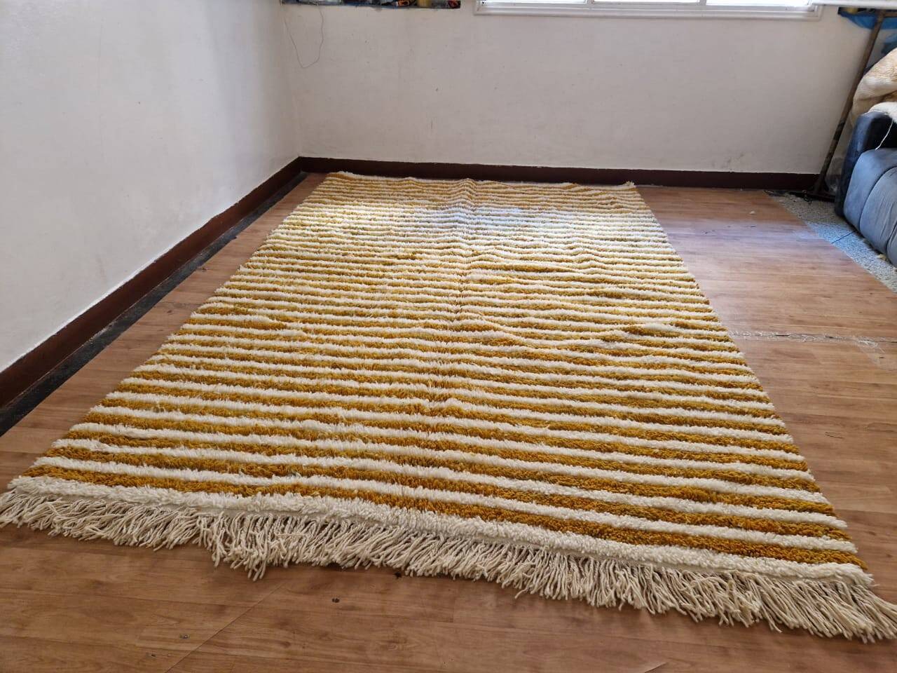 Tapis marocain tissé à la main - design à niveaux marron foncé - laine - 303 x 202 cm