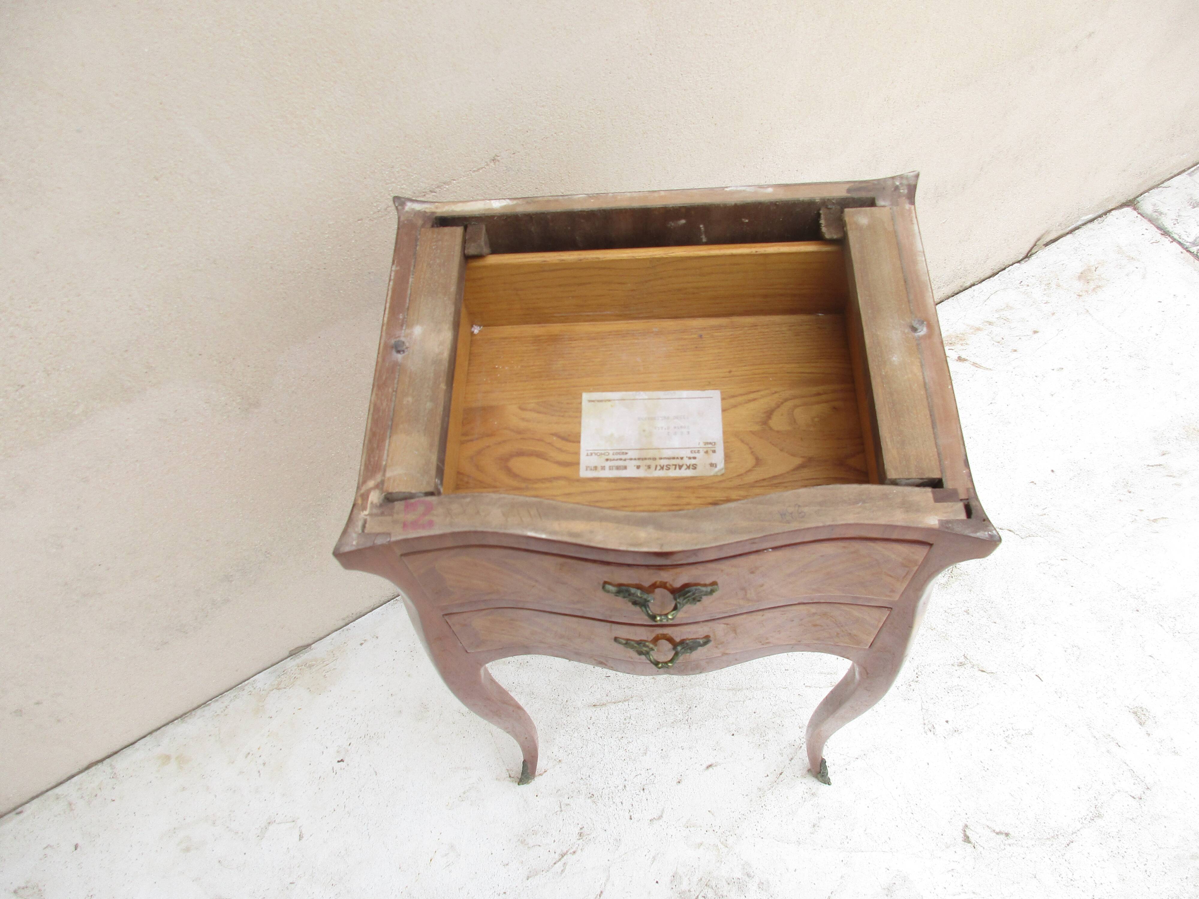 Bedside in Louis XV style marquetry