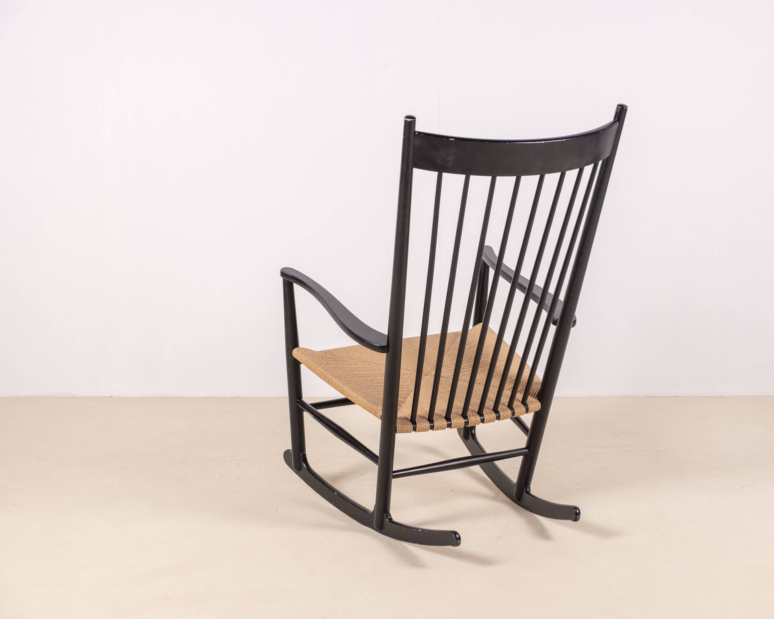 Hans J. Wegner J16 Black Rocking Chair, 1969 FDB
