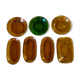 Set of 7 dishes in brown and green vintage glass