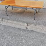 Vintage walnut and chrome coffee table