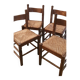 Set of 4 solid wood chairs with rush seating.