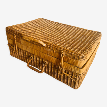 Valise coffre rotin