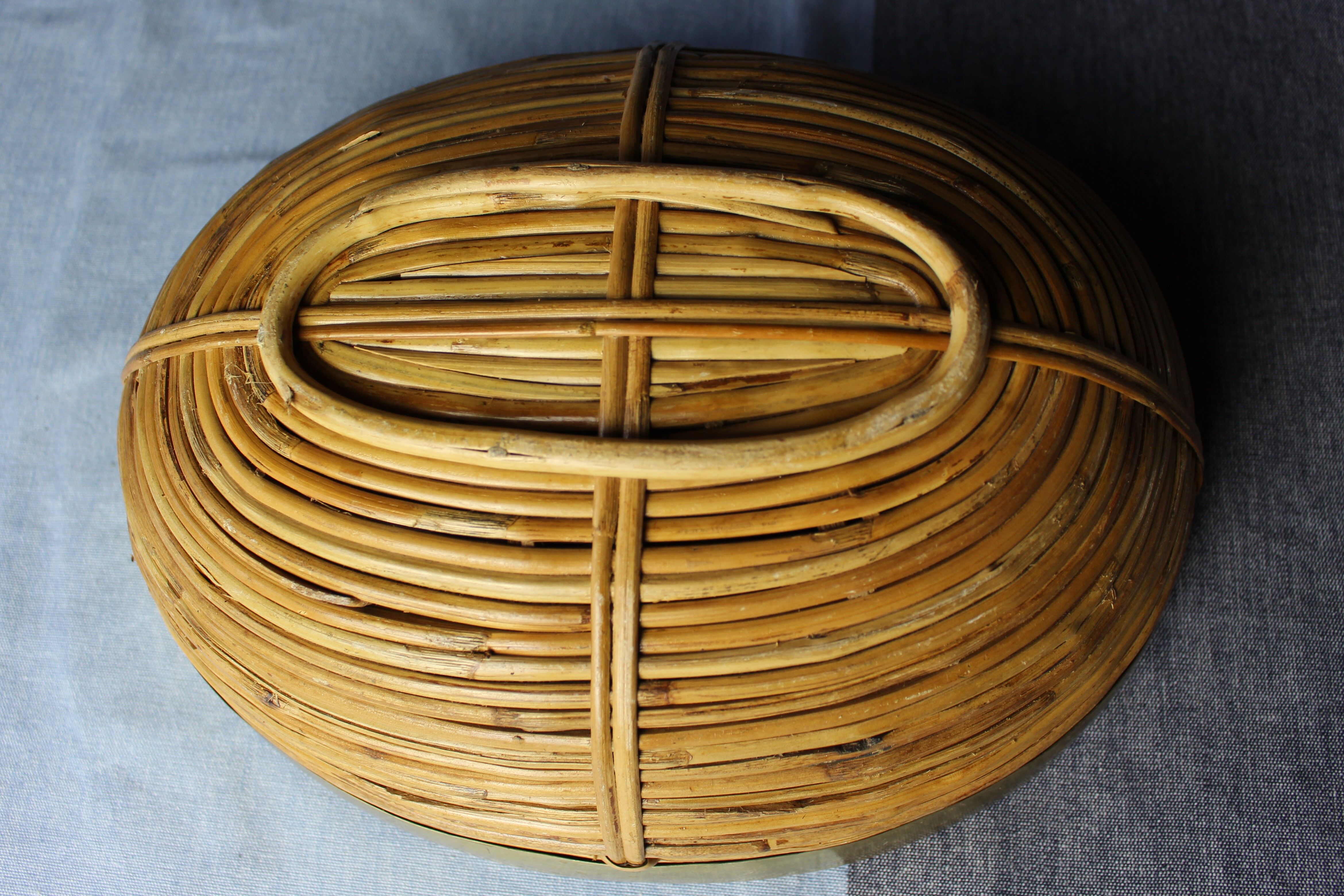 Wicker and brass basket